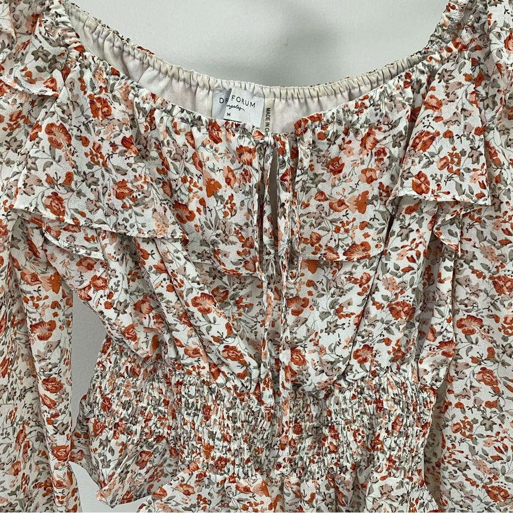 ⭐️ 2/$30 ⭐️ Floral Ruffle Smocked Waist Blouse - Picture 3 of 7